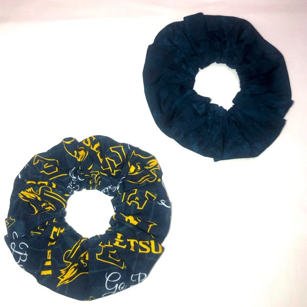 Navy Blue ETSU Hair Scrunchies Set